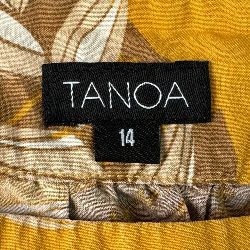 Tanoa top women 14 tropical pattern short sleeve flowy cropped top yellow - Picture 4 of 9